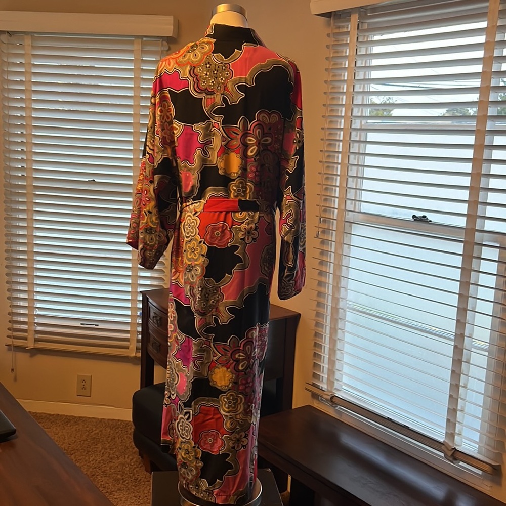 Excellent Condition Vintage Natori Psychedelic 60s Print Robe with Pockets - Picture 7 of 12